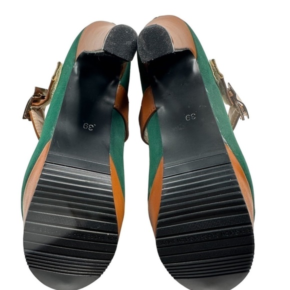 Women's green Round Toe Platform Pumps Chunky High Heel Buckle size US 6 - Picture 9 of 12